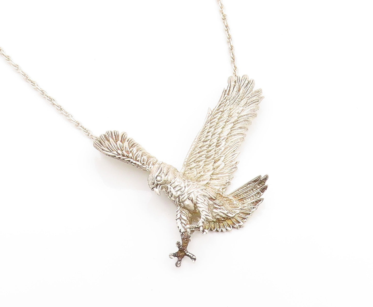 925 Sterling Silver Vintage Necklace JC FERRARA Majestic Eagle Chain  NE4637