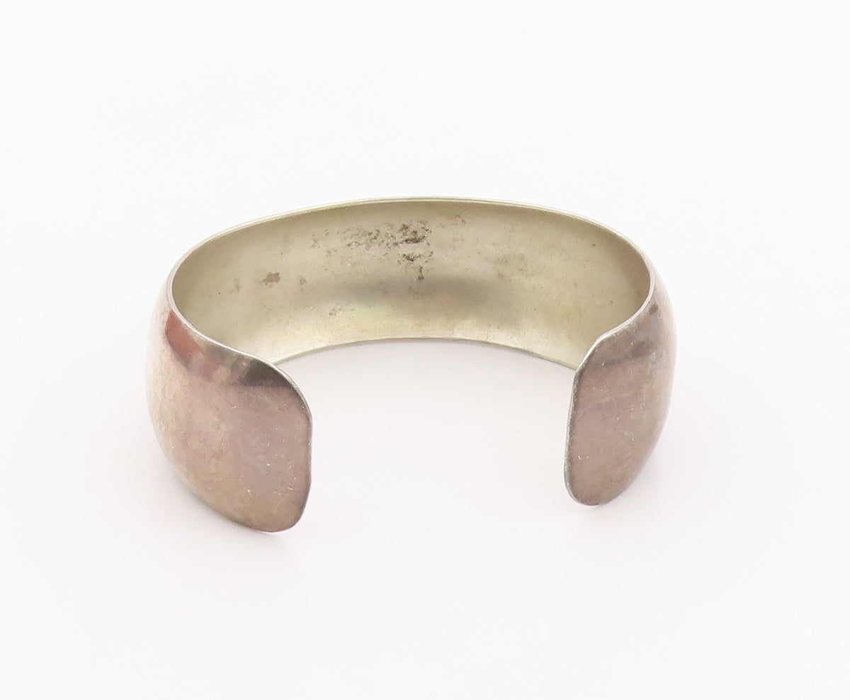 925 Sterling Silver Vintage Bracelet CAROL FELLEY Minimalist Wide Cuff  BT12131