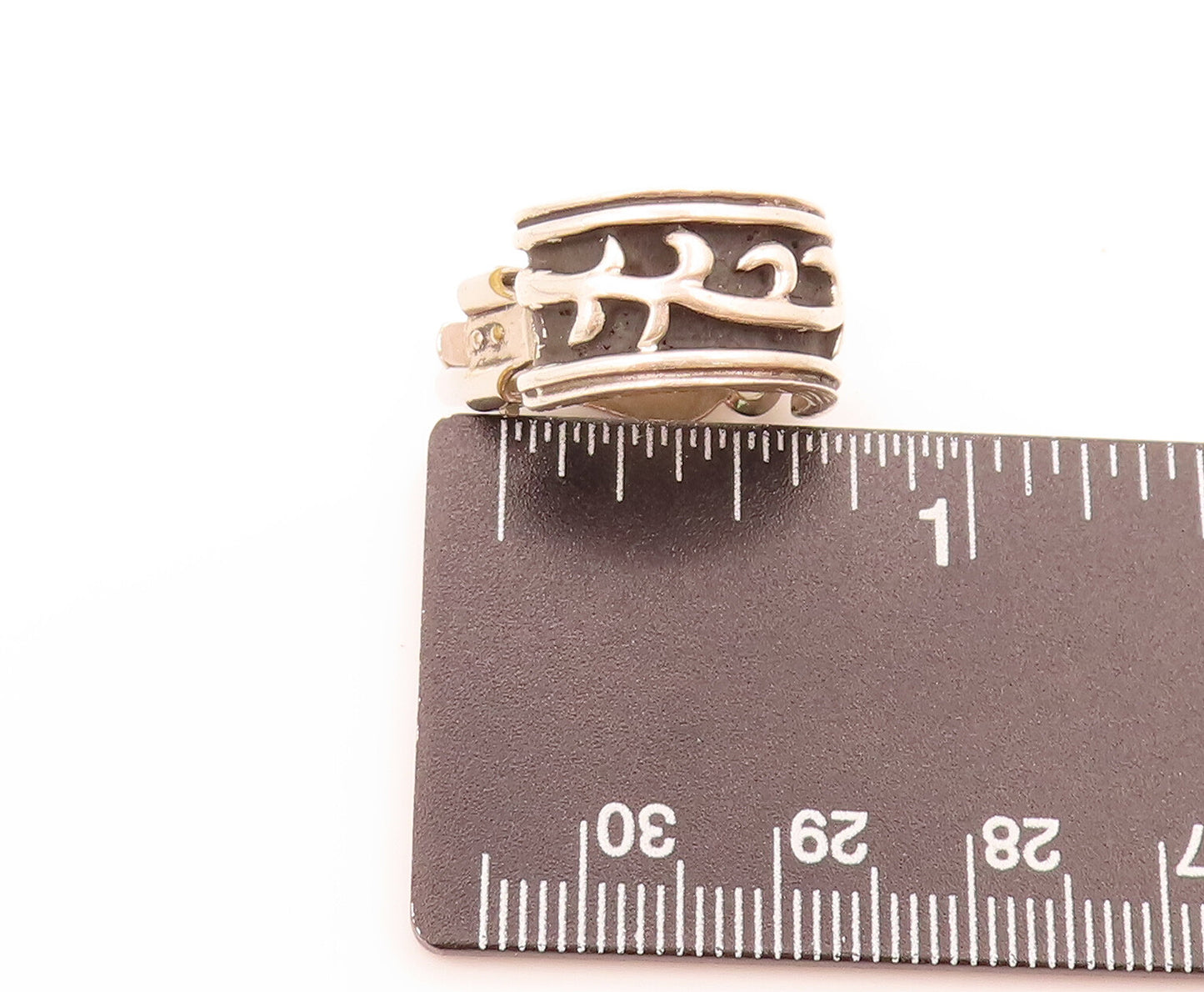 925 Sterling Silver  Vintage Swirly Carved Back Press Clip Earrings  EG12452
