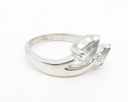 925 Sterling Silver  Prong Set Tear Drop Topaz Floral Band Ring Sz 7  RG10272