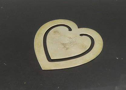 925 Sterling Silver  Vintage Shiny Smooth Love Heart Motif Book Mark  TR3190
