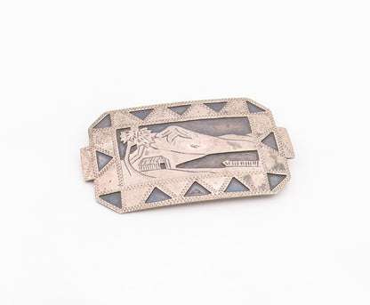 925 Sterling Silver Vintage Brooch Pin GUATEMALA Mountain Serenity  BP12537