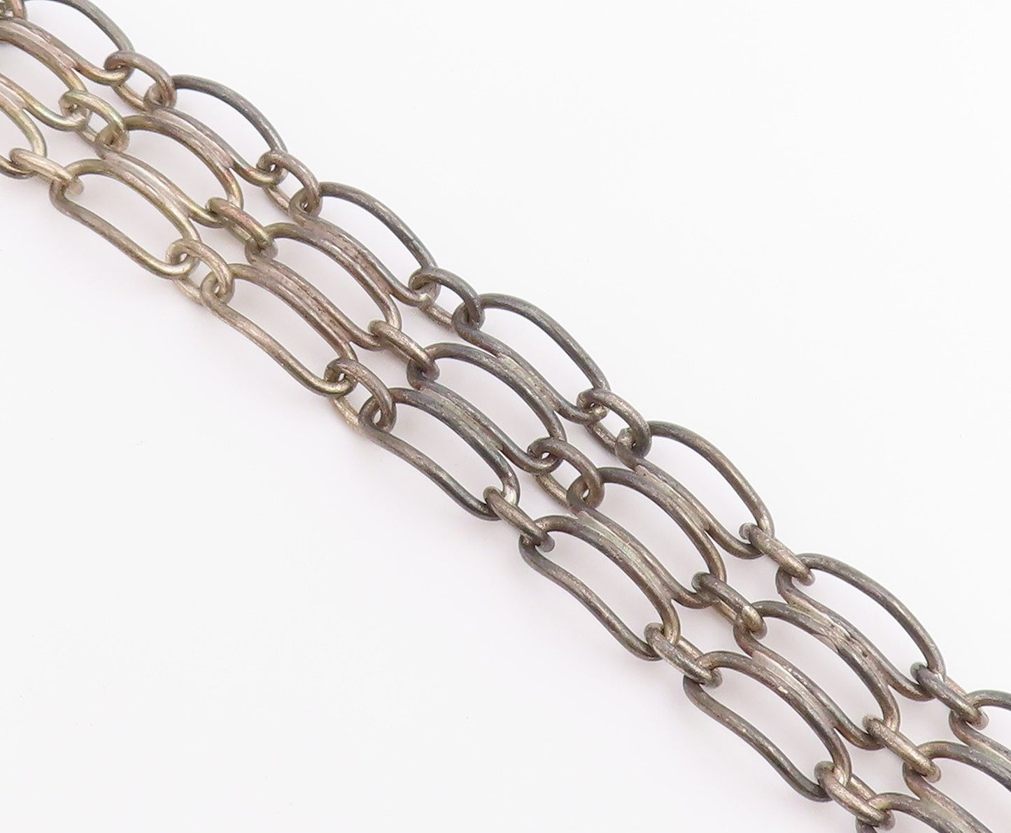 925 Sterling Silver Vintage Bracelet Triple Strand Open Loop Chain  BT12218
