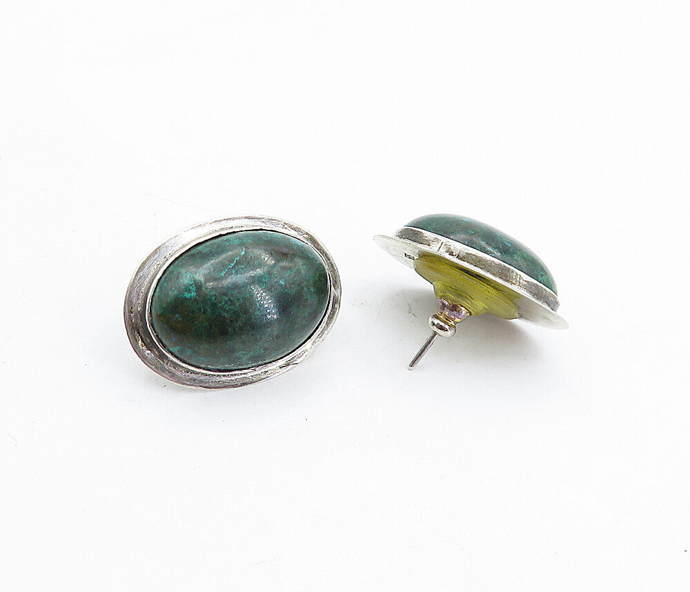 925 Sterling Silver  Vintage Cabochon Cut Eilat Stone Drop Earrings  EG2846