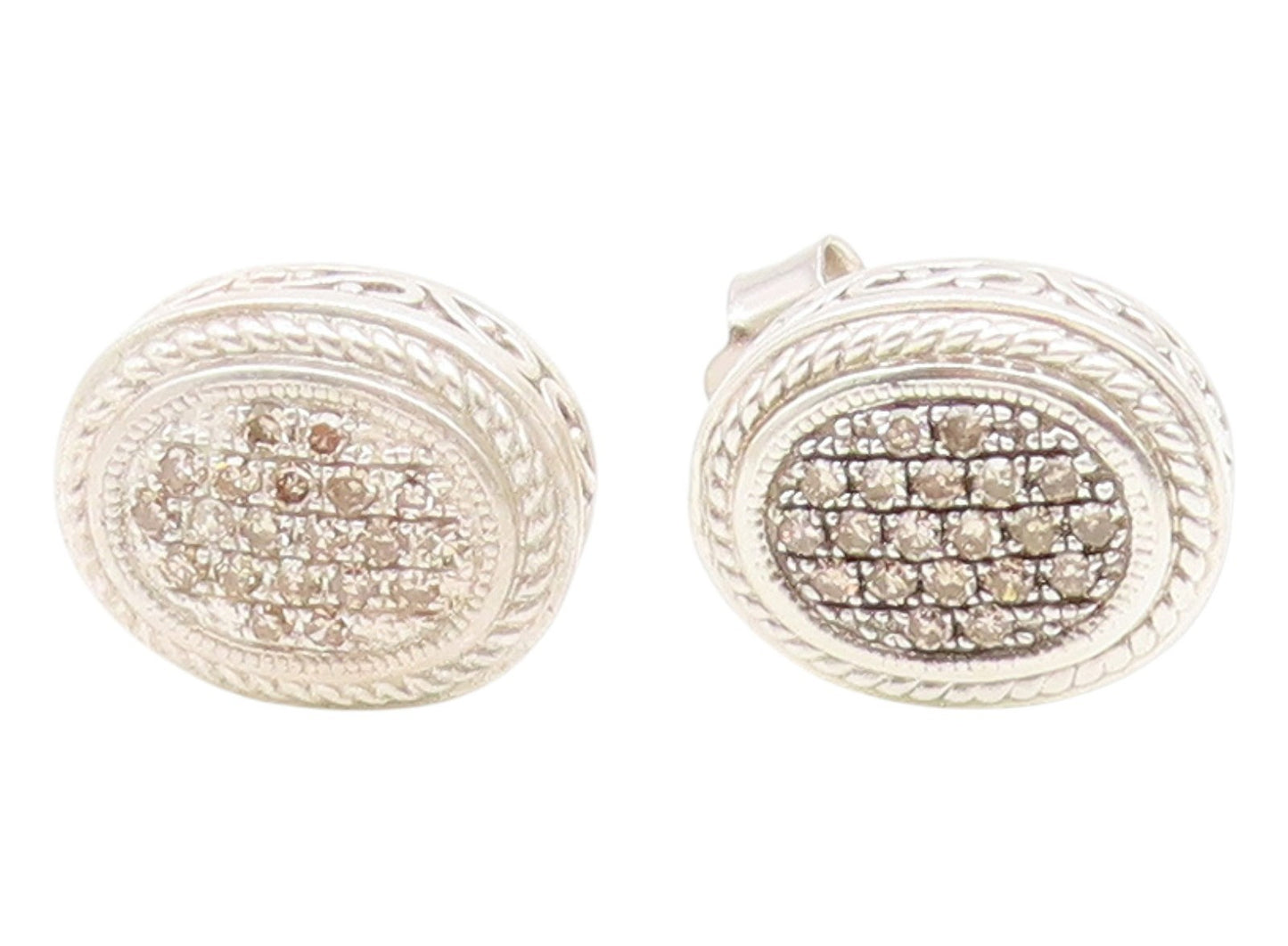 925 Sterling Silver Vintage Earrings OLIVIA Real Diamonds Elegant Stud  EG14148