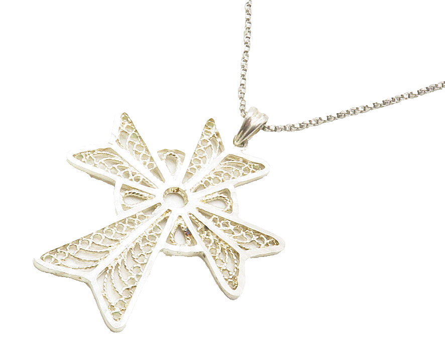 925 Sterling Silver  Vintage Shiny Filigree Cross Chain Necklace  NE2200