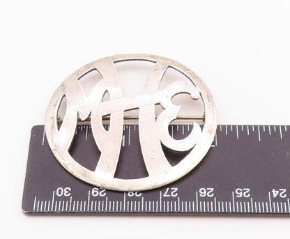 925 Sterling Silver  Vintage Handmade MHE Initials Cutout Brooch Pin  BP5108