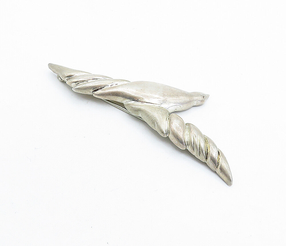 925 Sterling Silver  Vintage Smooth Soaring Bird Motif Brooch Pin  BP2238