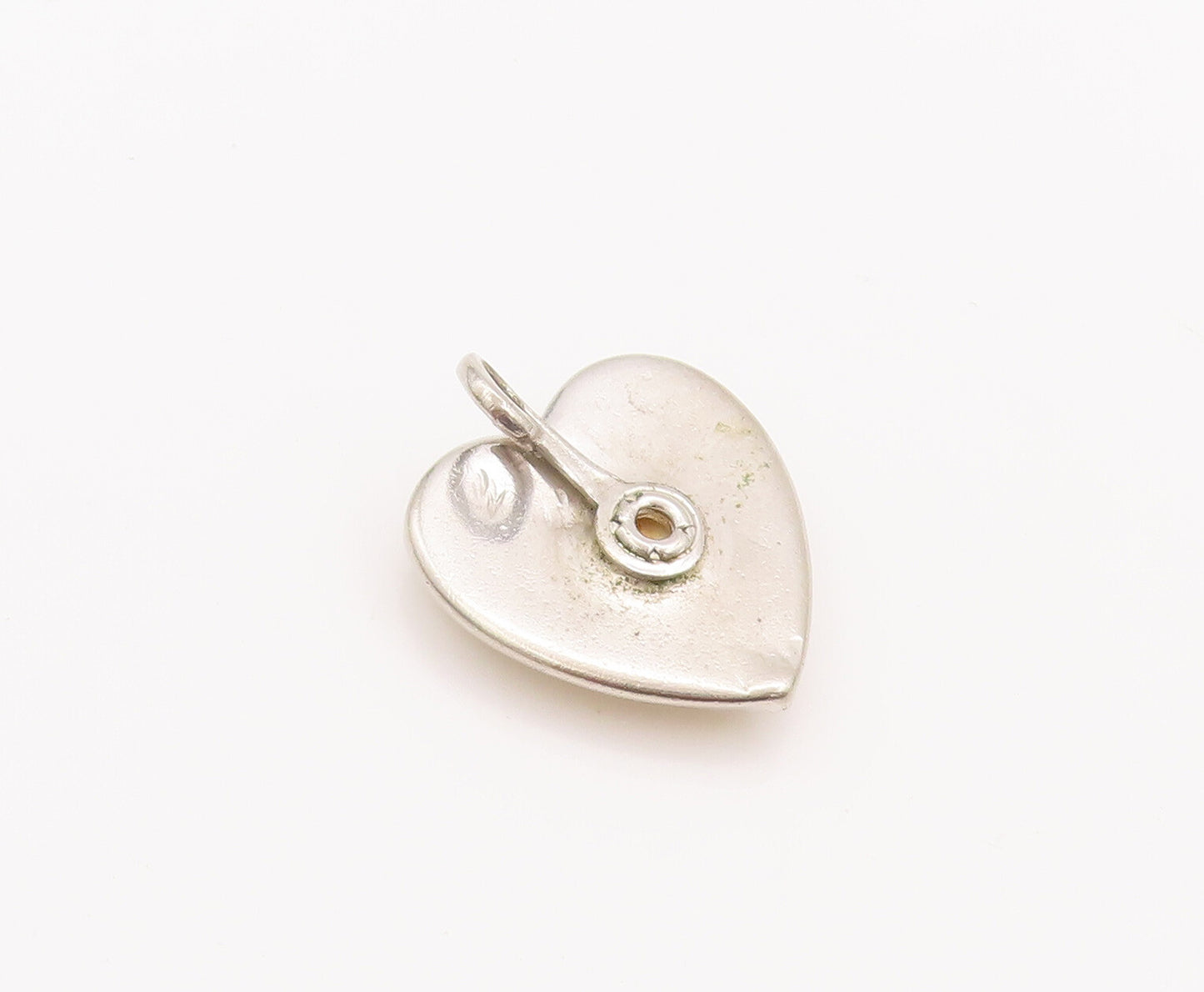 925 Sterling Silver Vintage Pendant Minimalist Glass Love Heart  PT22734