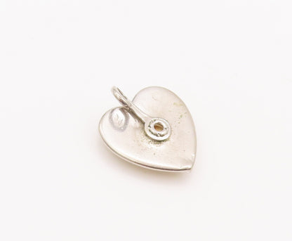 925 Sterling Silver Vintage Pendant Minimalist Glass Love Heart  PT22734