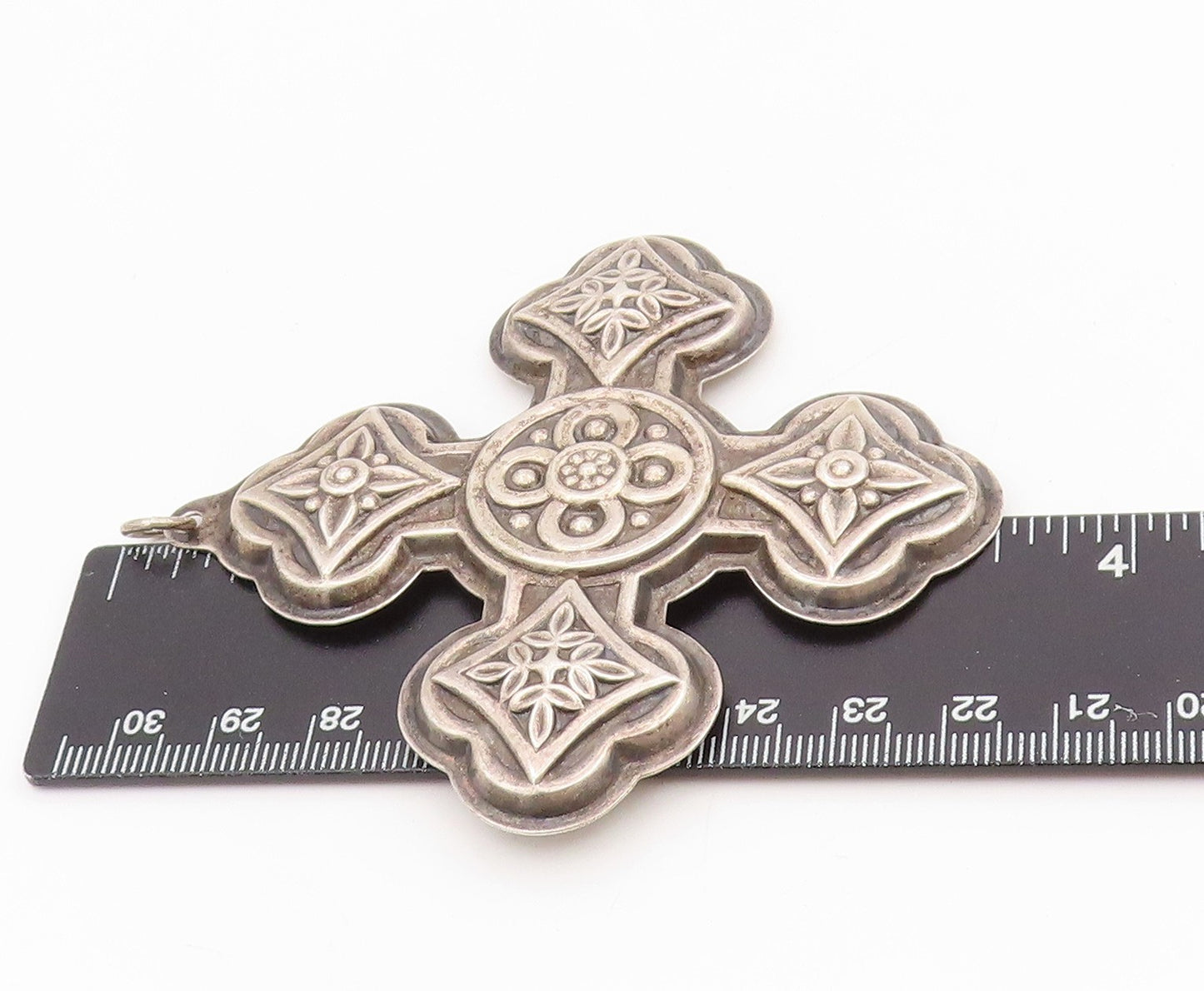 925 Sterling Silver Vintage Pendant REED & BARTON Large Christmas Cross  PT25500