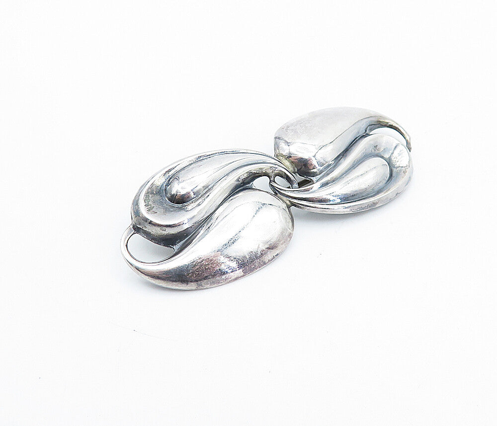 JEWEL ART 925 Sterling Silver  Vintage Shiny Swirl Design Brooch Pin  BP1378