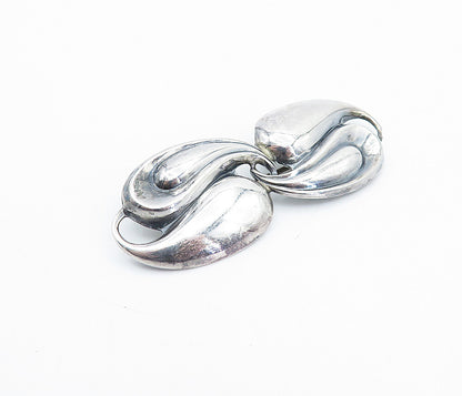 JEWEL ART 925 Sterling Silver  Vintage Shiny Swirl Design Brooch Pin  BP1378