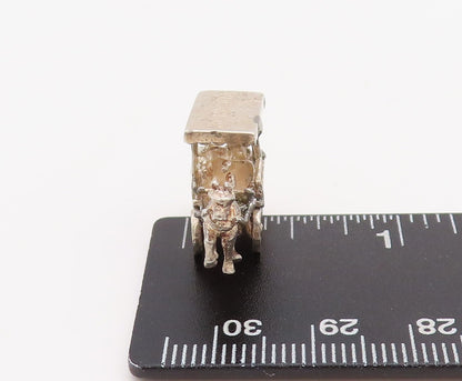 925 Sterling Silver Vintage Pendant Solid Cutout Royal Horae Cart  PT23565
