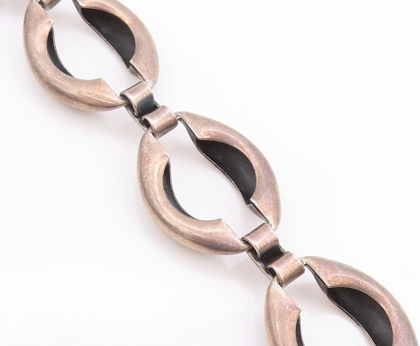 925 Sterling Silver Vintage Necklace DANECRAFT  Puffed Oval Link Chain  NE4635