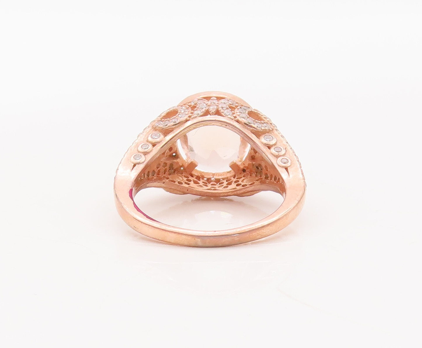 925 Sterling Silver Vintage Ring Rose Gold Plated Round 2 Tone CZ  Sz 7  RG29322
