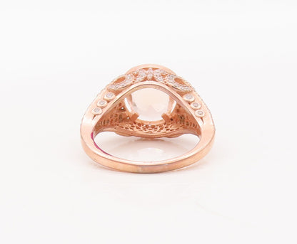 925 Sterling Silver Vintage Ring Rose Gold Plated Round 2 Tone CZ  Sz 7  RG29322