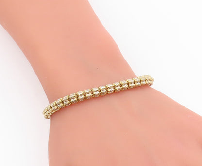925 Sterling Silver Vintage Bracelet Two Tone Weave Link Design Chain  BT11455