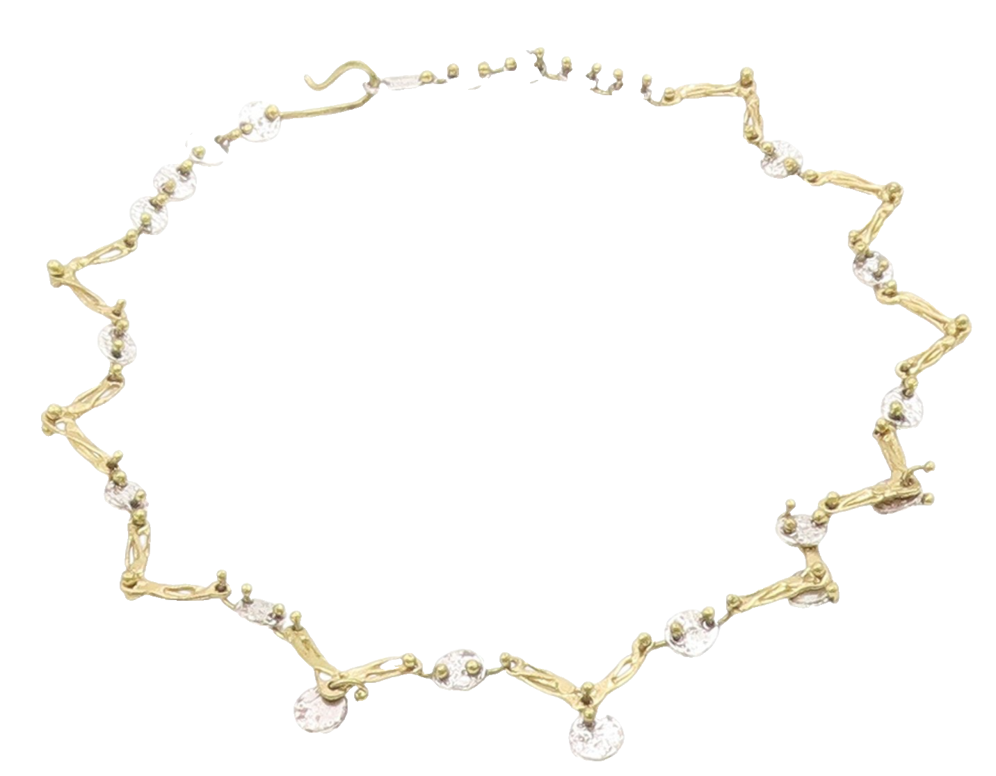 925 Sterling Silver Vintage Necklace Gold Plated ANNE DICK Brutalist Link NE4697