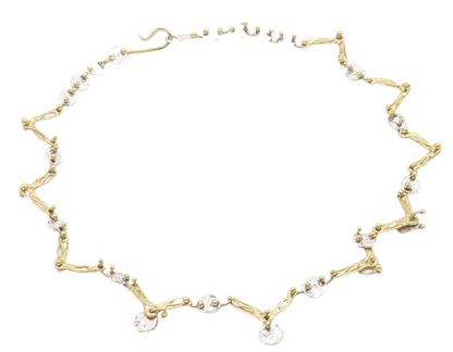 925 Sterling Silver Vintage Necklace Gold Plated ANNE DICK Brutalist Link NE4697