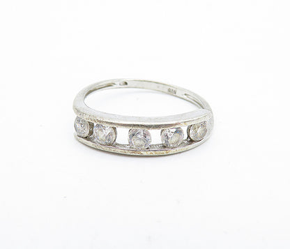 925 Sterling Silver Vintage Cubic Zirconia Bypass Band Ring Sz 6.5 RG5637
