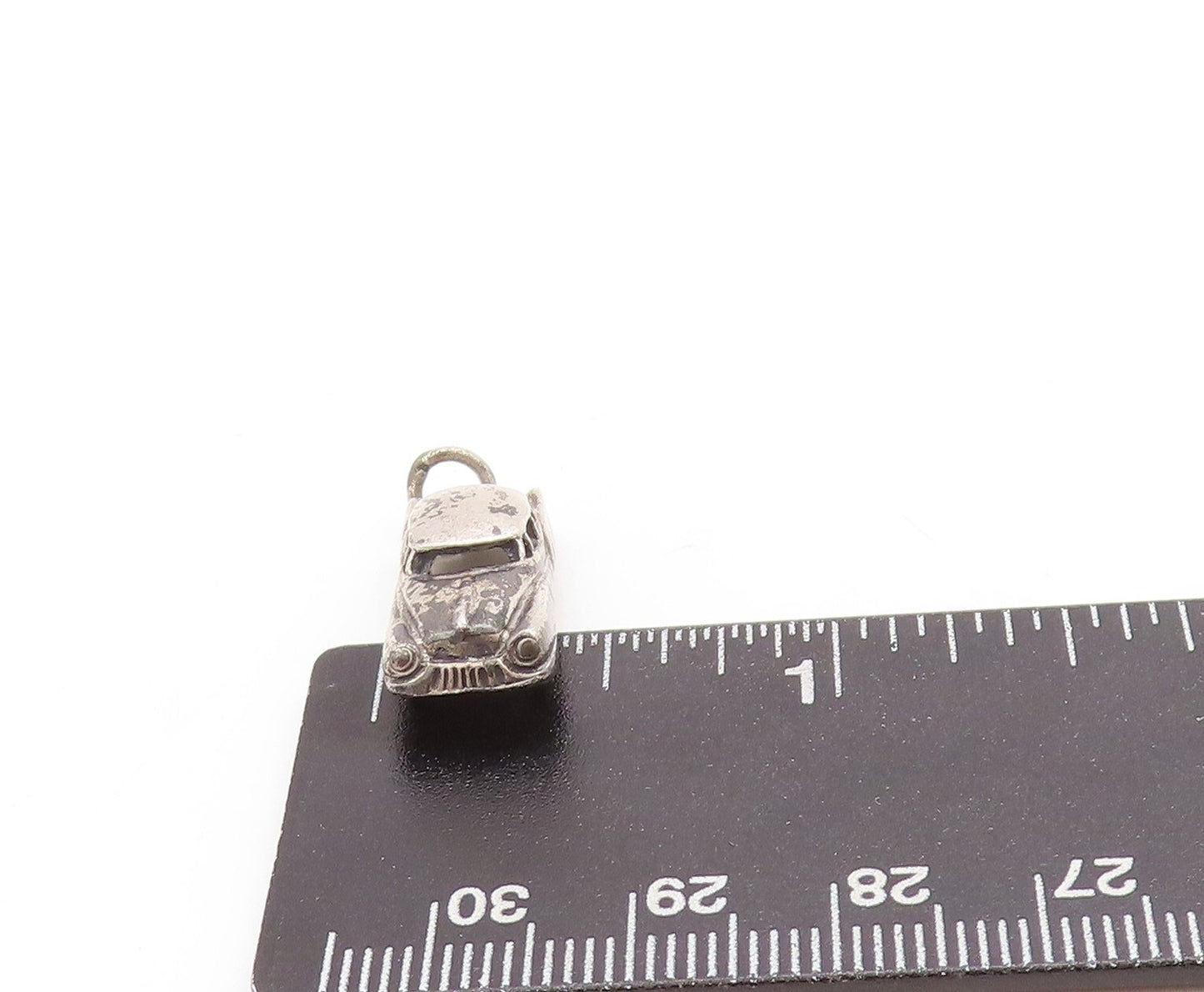 925 Sterling Silver Vintage Pendant Dark Tone 3D Carved Car Charm  PT23831