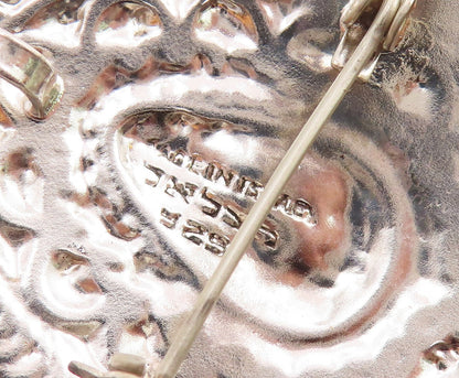 ISRAEL 925 Silver  Vintage Eilat Stone Pretzel Swirl Twist Brooch Pin  BP6914