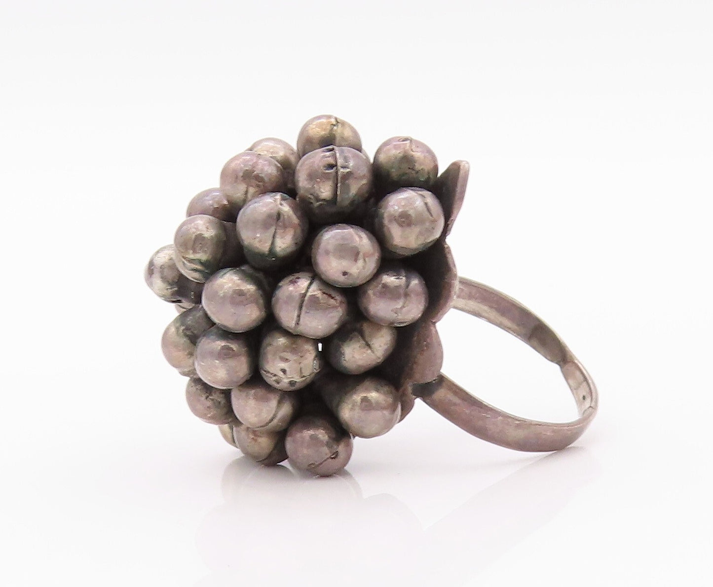 925 Sterling Silver Vintage Ring Antique Dark Tone Bunch Of Grapes Sz 6  RG32012