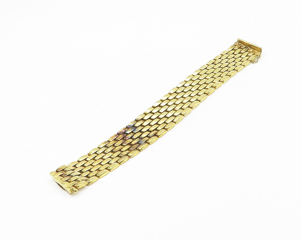 925 Sterling Silver Vintage Gold Plated Brick Layer Chain Bracelet  BT7159