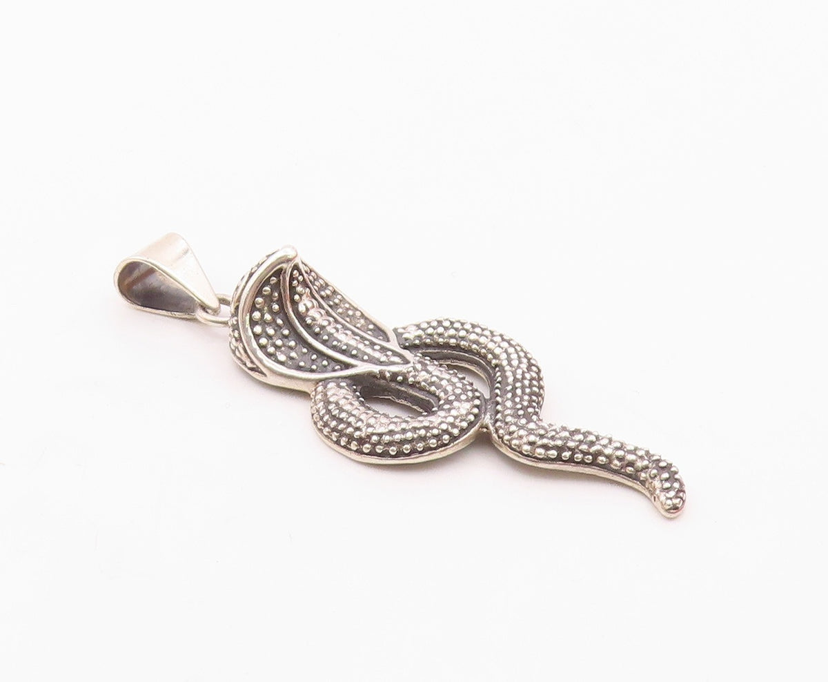 925 Sterling Silver  Vintage Shiny Cobra Snake Motif Pendant  PT19045