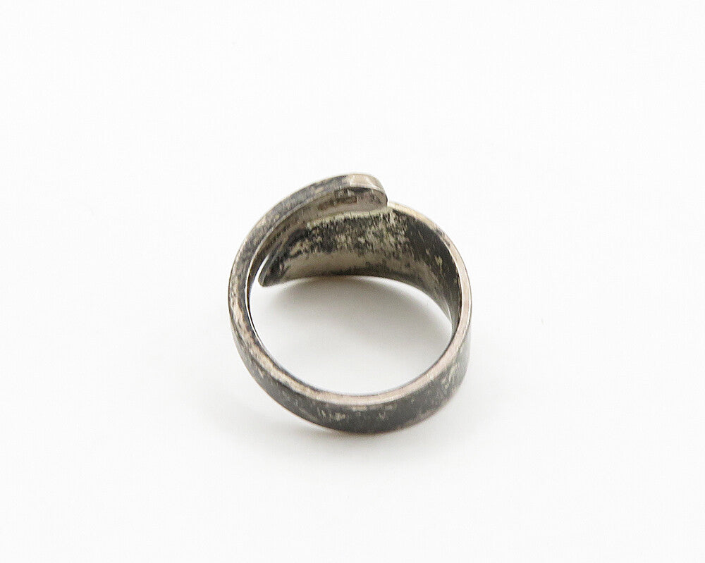 925 Sterling Silver  Vintage Oxidized Smooth Bypass Band Ring Sz 6.5  RG19533