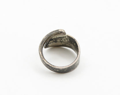 925 Sterling Silver  Vintage Oxidized Smooth Bypass Band Ring Sz 6.5  RG19533
