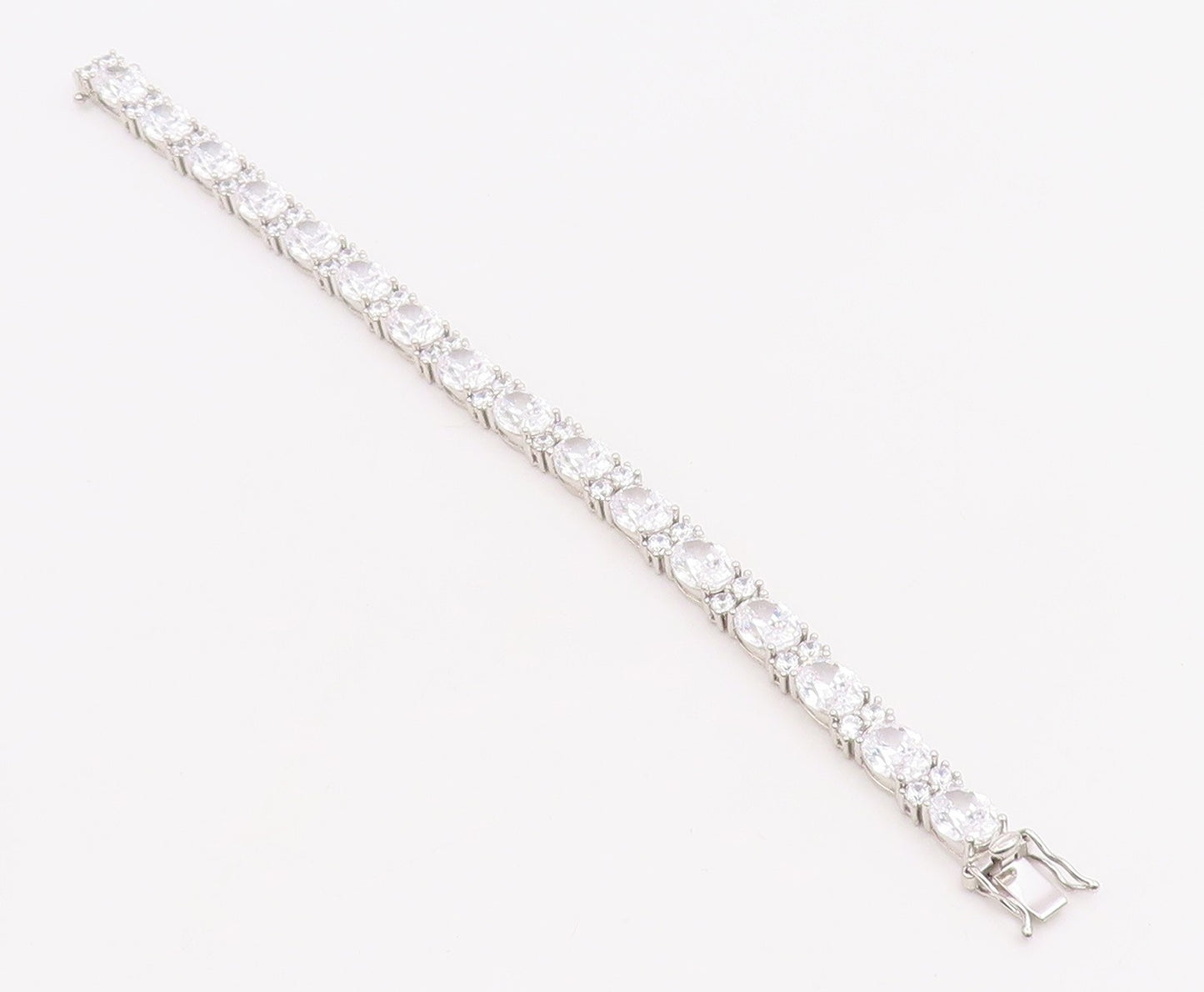 925 Sterling Silver Vintage Bracelet Sparkling CZ Elegant Tennis Link  BT11881