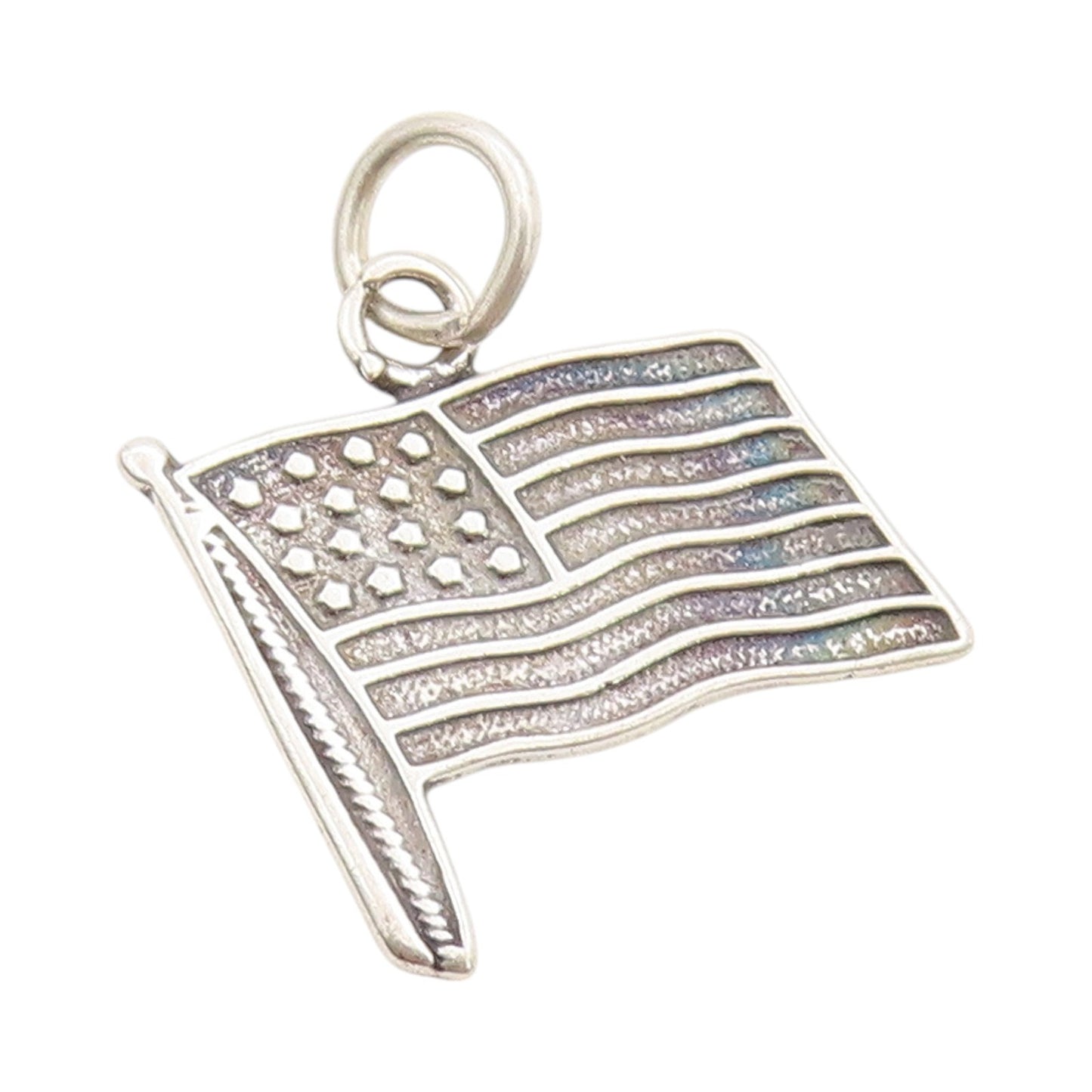 925 Sterling Silver Vintage Pendant Antique Cutout USA Flag Charm  PT24539