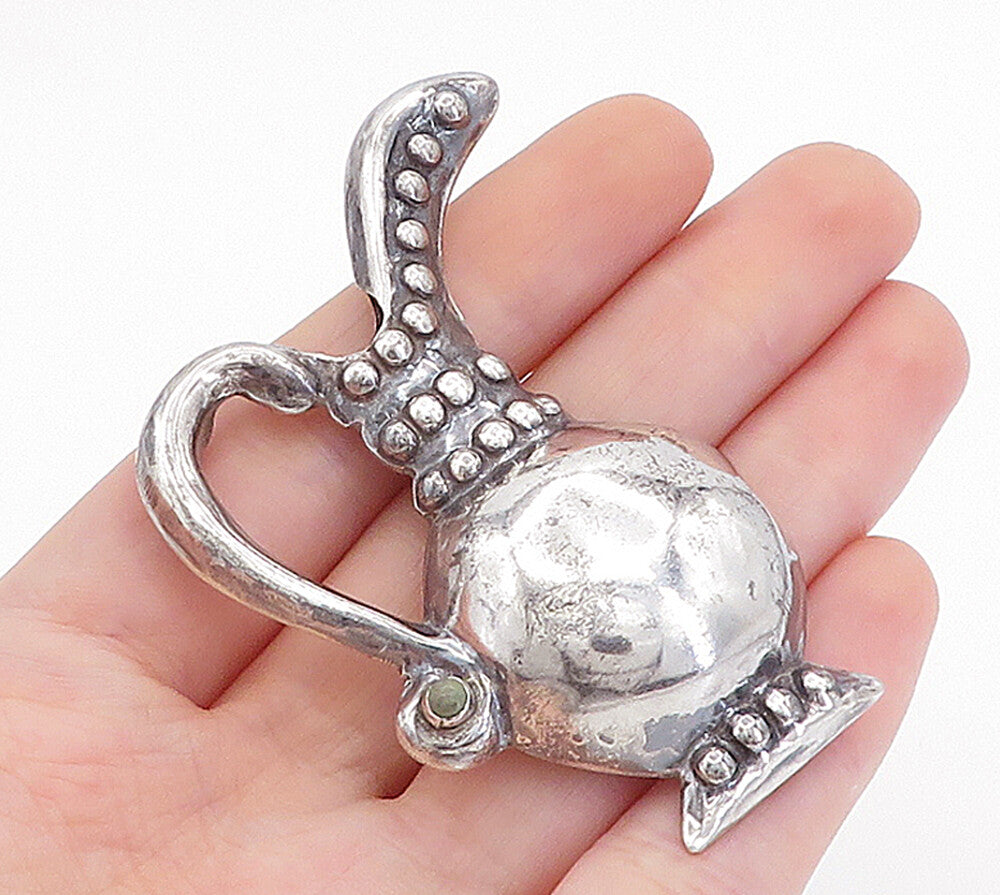 MEXICO 925 Sterling Silver Vintage Hollow Water Pitcher Brooch Pin BP1824