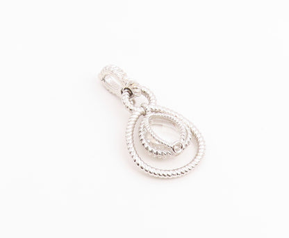 925 Sterling Silver Vintage Pendant Faceted Quartz Twisted Rope Drop  PT26527