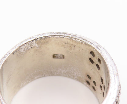 925 Sterling Silver Vintage Ring Modernist CZ Checkerboard Band  Sz 6  RG36877