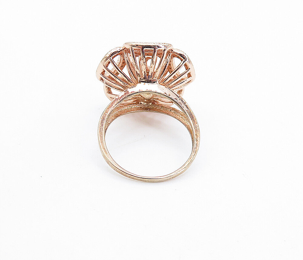 925 Sterling Silver  Topaz Rose Gold Plated Statement Ring Sz 7.5  RG7281