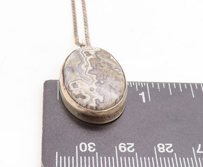 925 Sterling Silver  Vintage Spotted Jasper Swirl Link Chain Necklace  NE1469