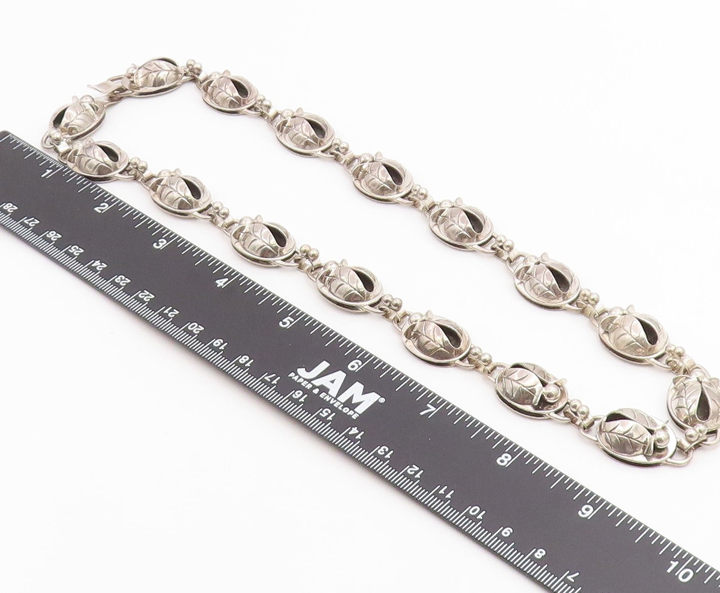 925 Sterling Silver Vintage Necklace LA PAGLIA Classic Floral Tulip Link  NE4890