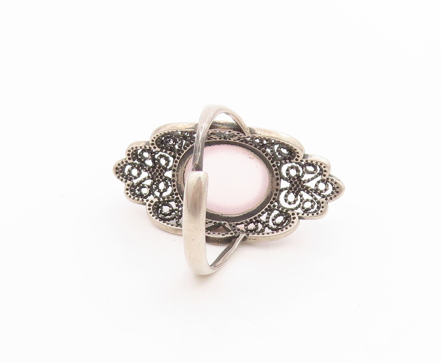 925 Sterling Silver Vintage Ring EUROPE Cabochon Gemstone Carved  Sz 12  RG32879