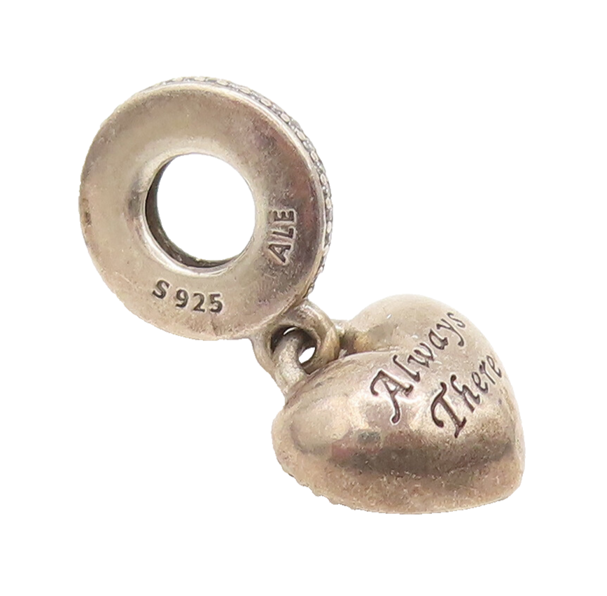 925 Sterling Silver Vintage Pendant PANDORA Topaz Ring Link Puffed Heart PT22429