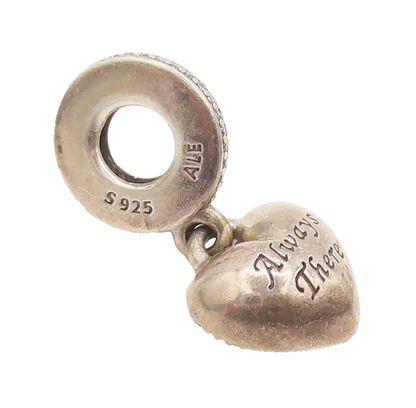 925 Sterling Silver Vintage Pendant PANDORA Topaz Ring Link Puffed Heart PT22429