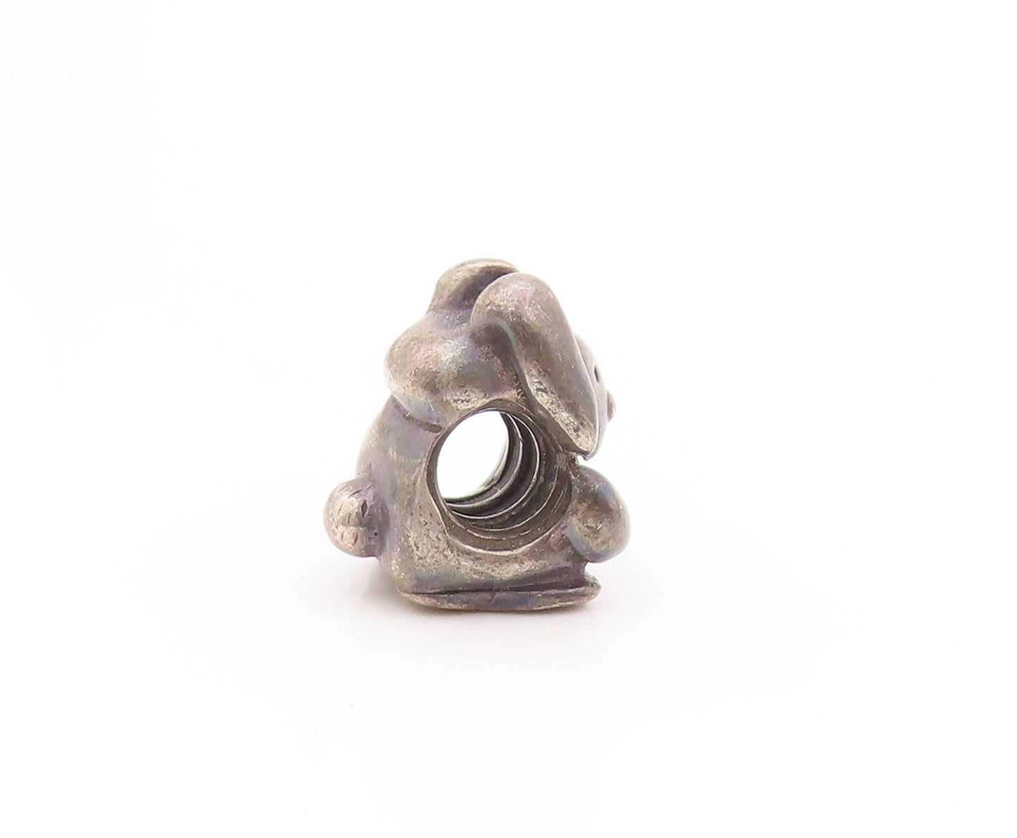 925 Sterling Silver Vintage Pendant PANDORA Dark Tone Rabbit Charm  PT23948