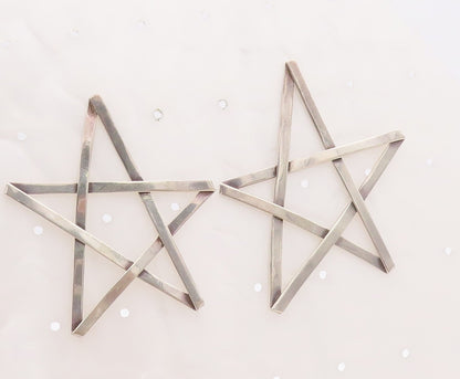 925 Sterling Silver Vintage Earrings MEXICO Solid Large Cutout Star  EG13238
