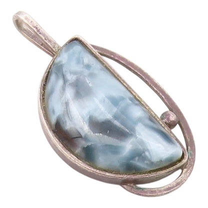 POLAND 925 Sterling Silver Vintage Mother Of Pearl Half Circle Pendant PT19632