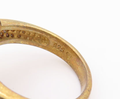 925 Sterling Silver Vintage Ring Gold Plated Citrine Spiral Band  Sz 7  RG36232