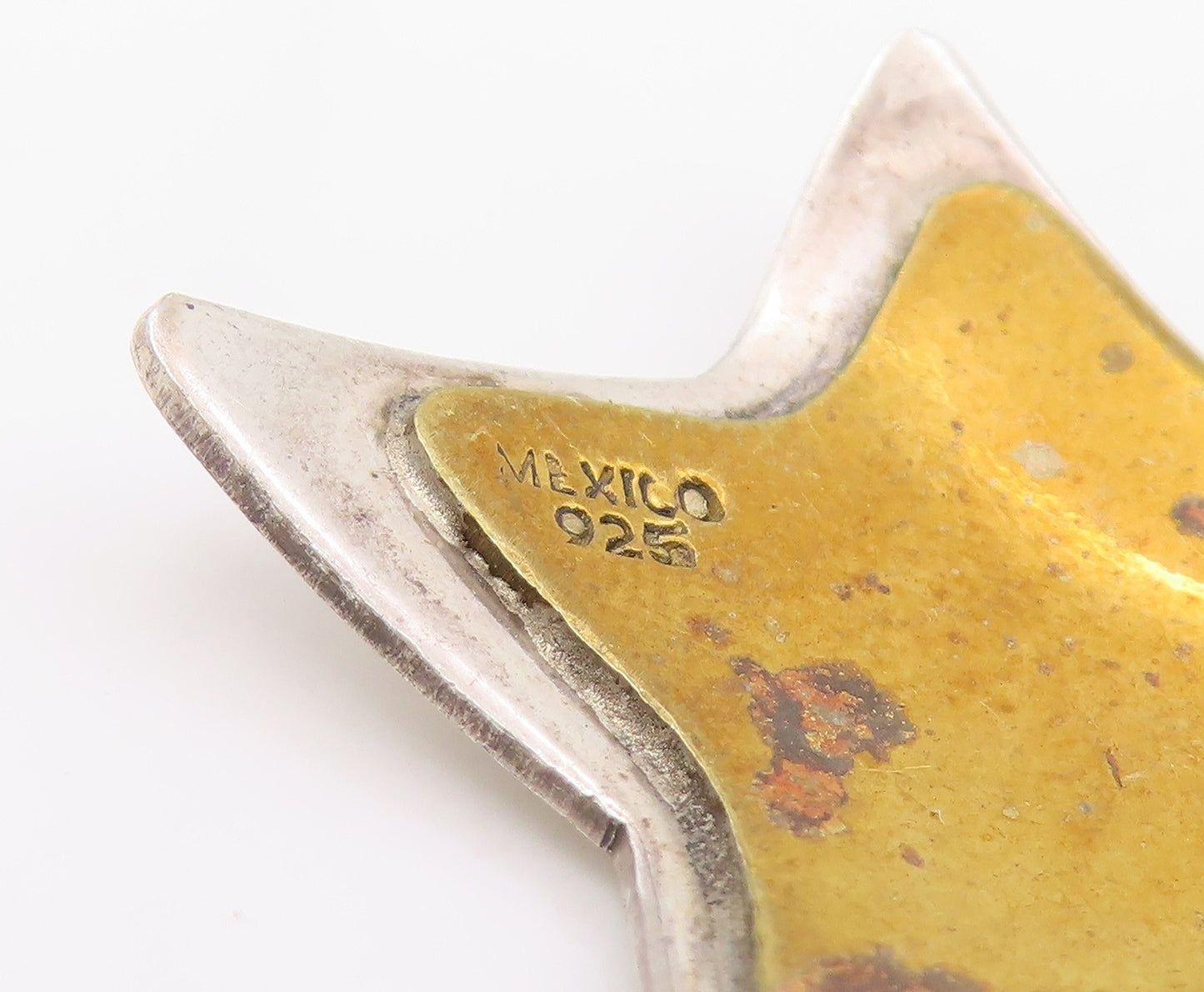 925 Sterling Silver Vintage Pendant Modernist Two Tone Celestial Star  PT26145