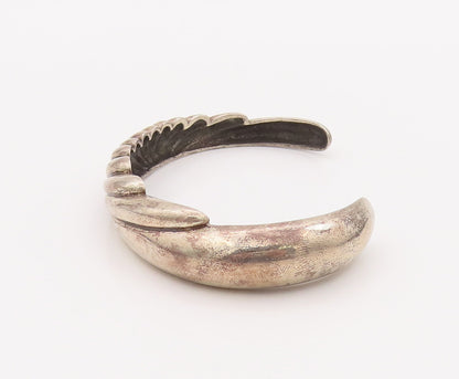 925 Sterling Silver Vintage Bracelet Cuff Carved Spreading Sunrays   BT10186