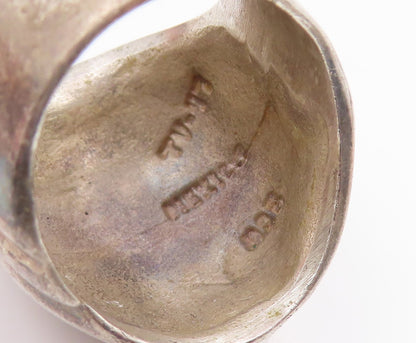 925 Sterling Silver Vintage Ring MEXICO Modernist Fluted Dome  Sz 8.5  RG35508